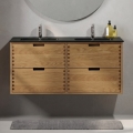 Waschtischunterschrank mit Waschbecken GRIBSKOV 120 cm Beige/Eiche/Schwarz