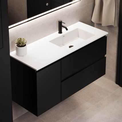 Waschtischunterschrank mit Waschbecken HELSINKI 115 cm, rechts/schwarz