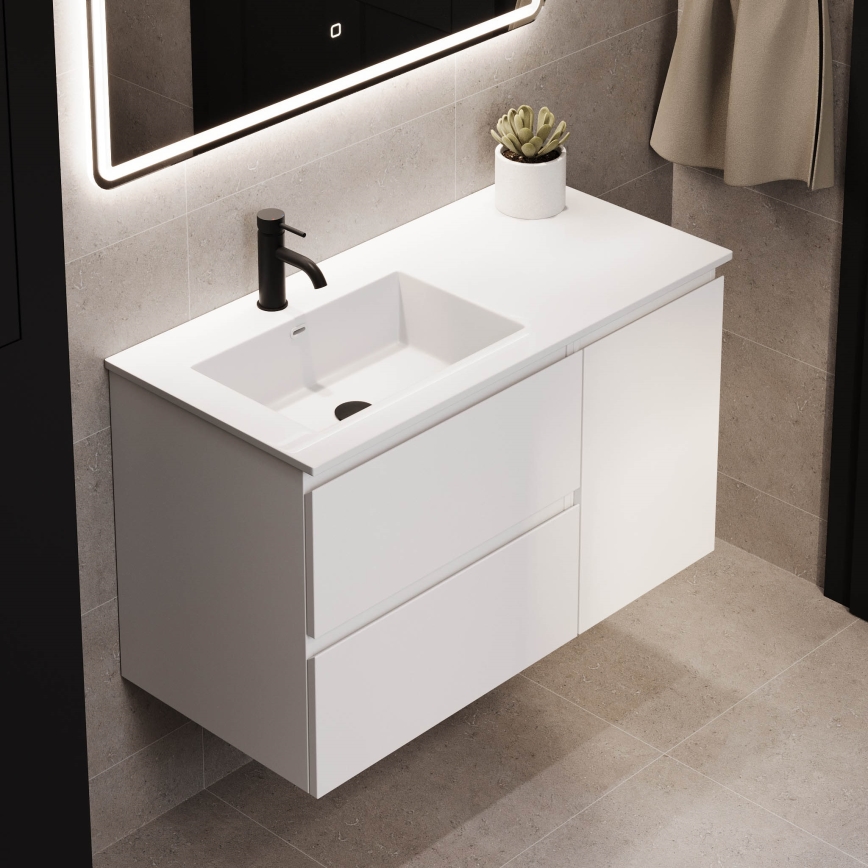 Waschtischunterschrank mit Waschbecken HELSINKI 95 cm links/weiß