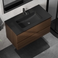 Waschtischunterschrank mit Waschbecken KENWOOD, 91 cm, Nussbaum/Schwarz