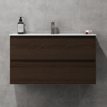 Waschtischunterschrank mit Waschbecken KENWOOD 91x50x47 cm Nussbaum