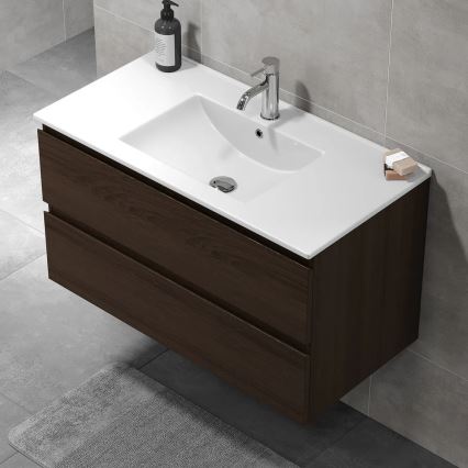 Waschtischunterschrank mit Waschbecken KENWOOD 91x50x47 cm Nussbaum