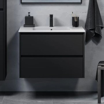 Waschtischunterschrank mit Waschbecken MOLDE 80x55x46 cm schwarz