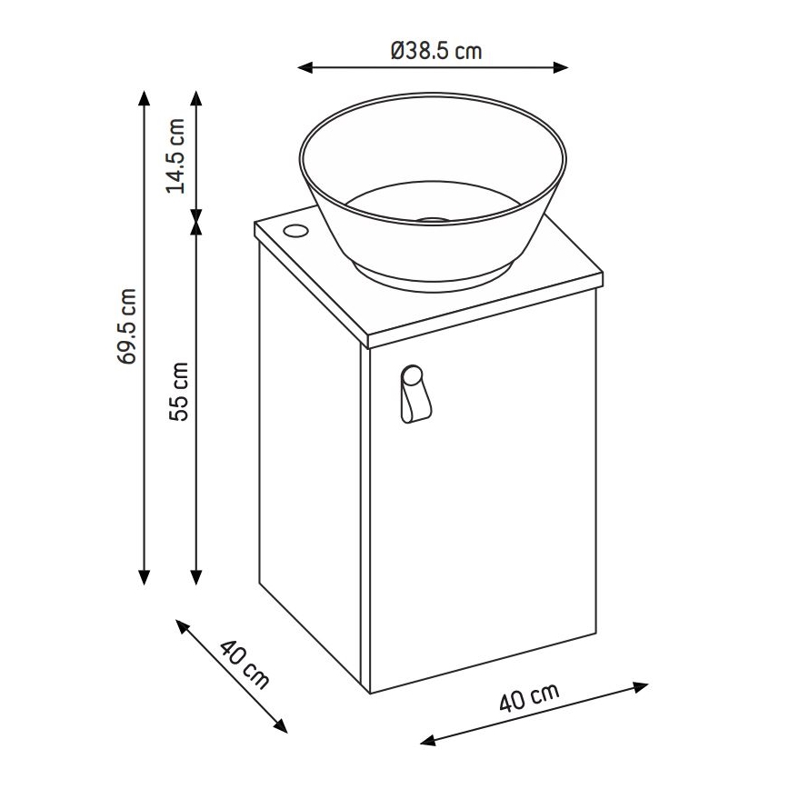 Waschtischunterschrank mit Waschbecken TAARNHOLM, grau