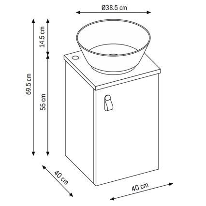 Waschtischunterschrank mit Waschbecken TAARNHOLM, schwarz