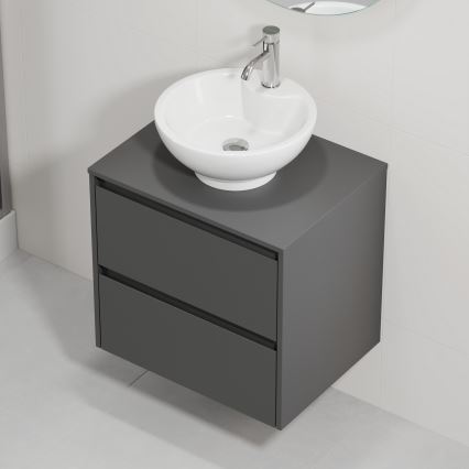 Waschtischunterschrank mit Waschbecken TRONDHEIM/DRAMMEN 60x57x46 cm Anthrazit/Weiß
