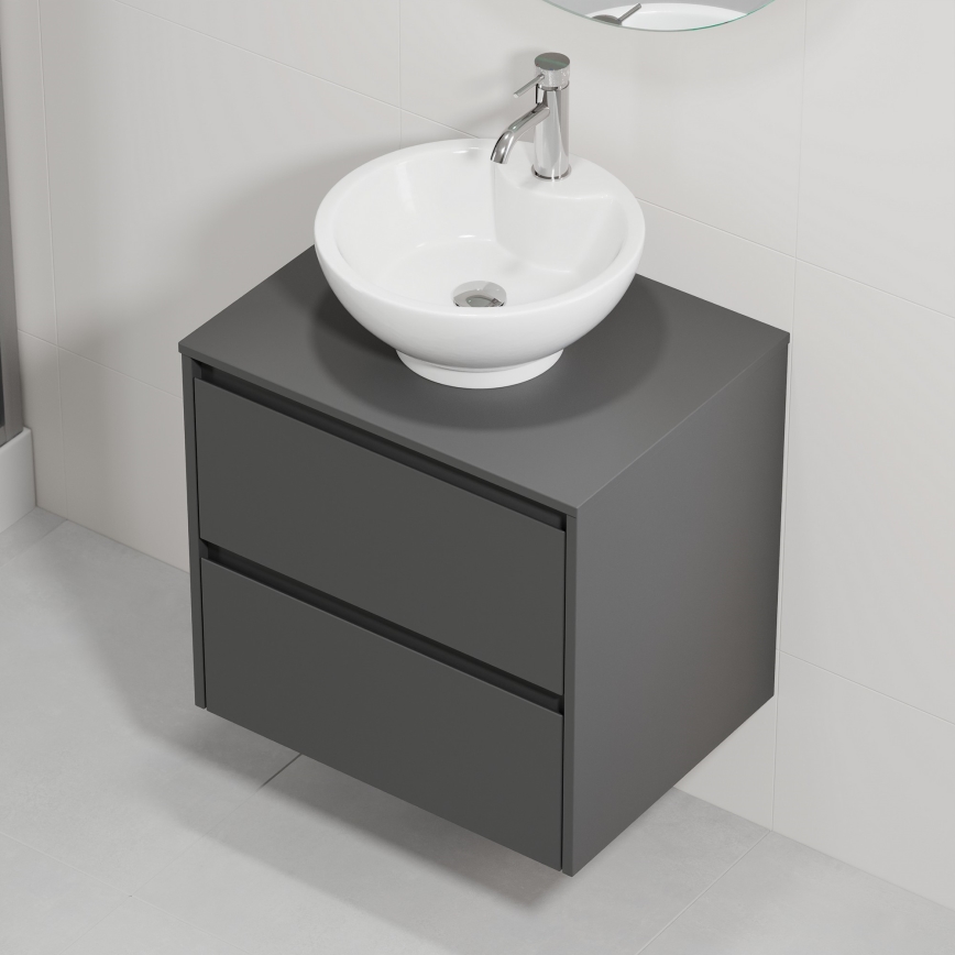 Waschtischunterschrank mit Waschbecken TRONDHEIM/DRAMMEN 60x57x46 cm Anthrazit/Weiß
