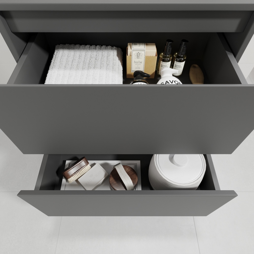 Waschtischunterschrank mit Waschbecken TRONDHEIM/DRAMMEN 60x57x46 cm Anthrazit/Weiß