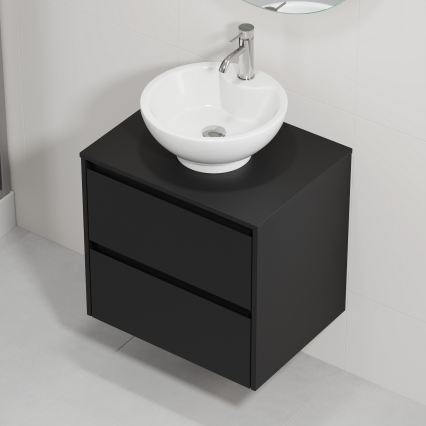 Waschtischunterschrank mit Waschbecken TRONDHEIM/DRAMMEN 60x57x46 cm schwarz/weiß