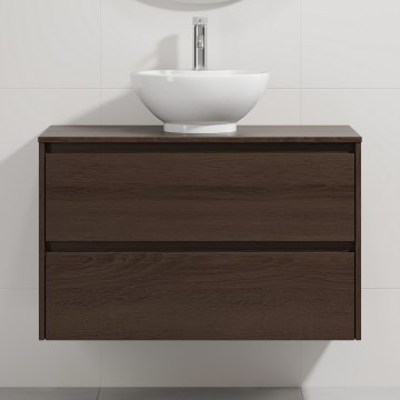 Waschtischunterschrank mit Waschbecken TRONDHEIM/DRAMMEN 90x57x46 cm Nussbaum/Weiß