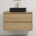 Waschtischunterschrank mit Waschbecken TRONDHEIM/LJORDAL 90x57x46 cm Eiche/Schwarz