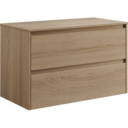 Waschtischunterschrank mit Waschbecken TRONDHEIM/LJORDAL 90x57x46 cm Eiche/Schwarz