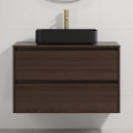 Waschtischunterschrank mit Waschbecken TRONDHEIM/LJORDAL 90x57x46 cm Nussbaum/Schwarz