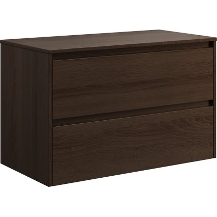 Waschtischunterschrank mit Waschbecken TRONDHEIM/LJORDAL 90x57x46 cm Nussbaum/Schwarz