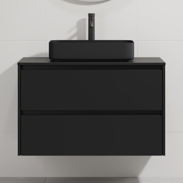 Waschtischunterschrank mit Waschbecken TRONDHEIM/LJORDAL 90x57x46 cm schwarz