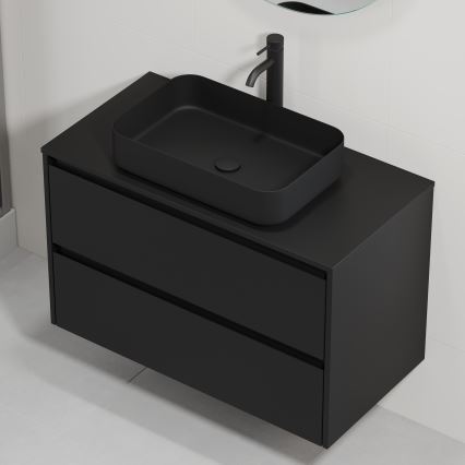 Waschtischunterschrank mit Waschbecken TRONDHEIM/LJORDAL 90x57x46 cm schwarz