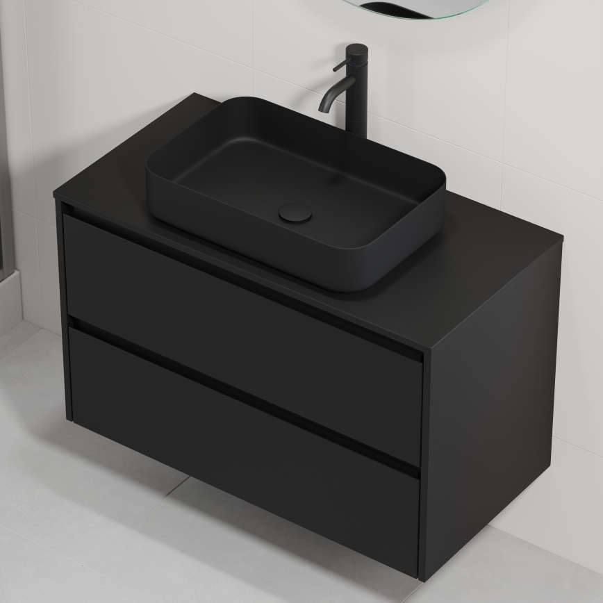 Waschtischunterschrank mit Waschbecken TRONDHEIM/LJORDAL 90x57x46 cm schwarz