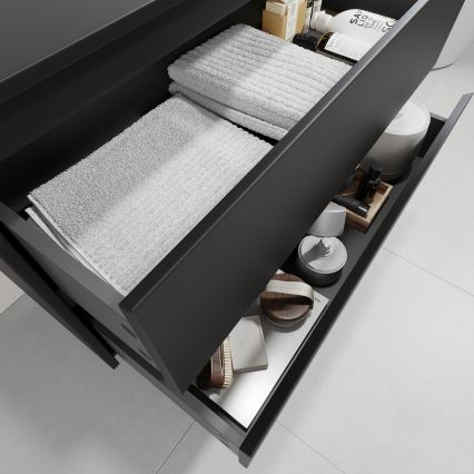 Waschtischunterschrank mit Waschbecken TRONDHEIM/LJORDAL 90x57x46 cm schwarz