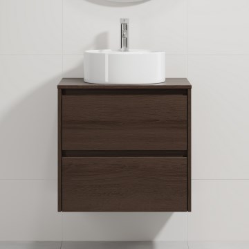 Waschtischunterschrank mit Waschbecken TRONDHEIM/VIKEDAL 60x57x46 cm Nussbaum/Weiß
