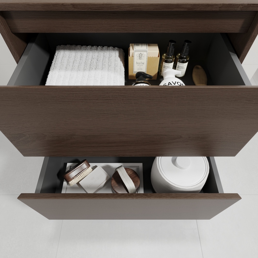 Waschtischunterschrank mit Waschbecken TRONDHEIM/VIKEDAL 60x57x46 cm Nussbaum/Weiß