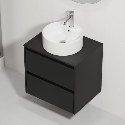 Waschtischunterschrank mit Waschbecken TRONDHEIM/VIKEDAL 60x57x46 cm schwarz/weiß