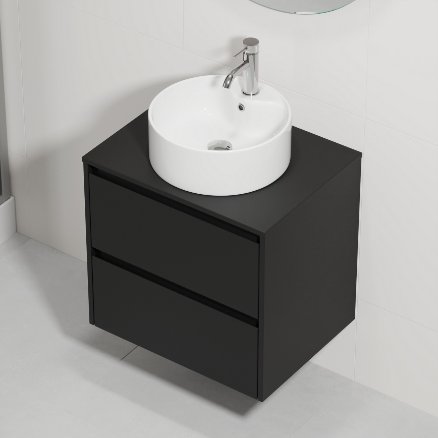 Waschtischunterschrank mit Waschbecken TRONDHEIM/VIKEDAL 60x57x46 cm schwarz/weiß