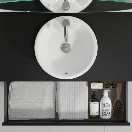 Waschtischunterschrank mit Waschbecken TRONDHEIM/VIKEDAL 60x57x46 cm schwarz/weiß