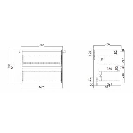 Waschtischunterschrank mit Waschbecken TRONDHEIM/VIKEDAL 60x57x46 cm weiß