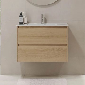 Waschtischunterschrank MOLDE mit Waschbecken 80x55x46 cm Eiche