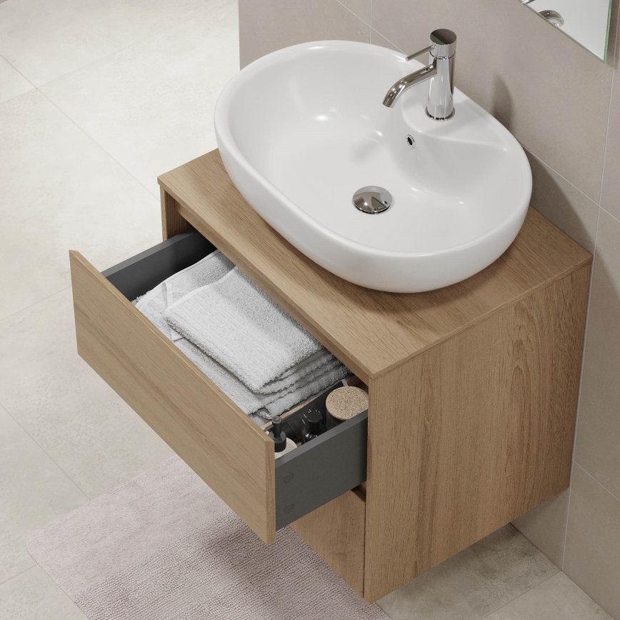 Waschtischunterschrank TRONDHEIM für Waschbecken 60x57x46 cm, Eiche