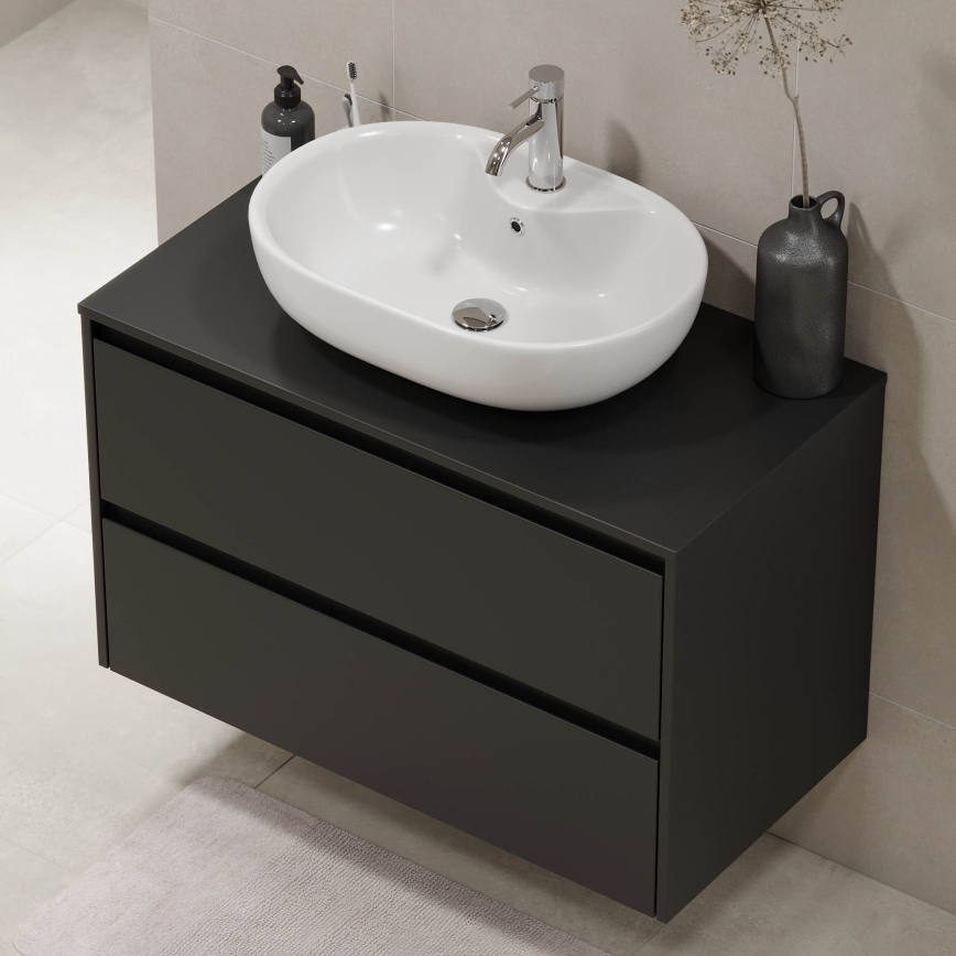 Waschtischunterschrank TRONDHEIM für Waschbecken 90 x 57 x 46 cm, schwarz