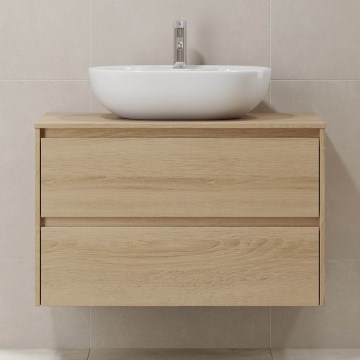 Waschtischunterschrank TRONDHEIM für Waschbecken 90x57x46 cm Eiche