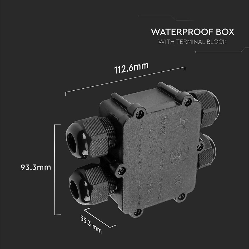 Wasserdichte Abzweigdose IP68 schwarz