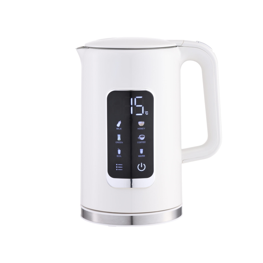 Wasserkocher mit LCD-Anzeige 1,7 l 2200W/230V weiß + Reisetasse 450 ml