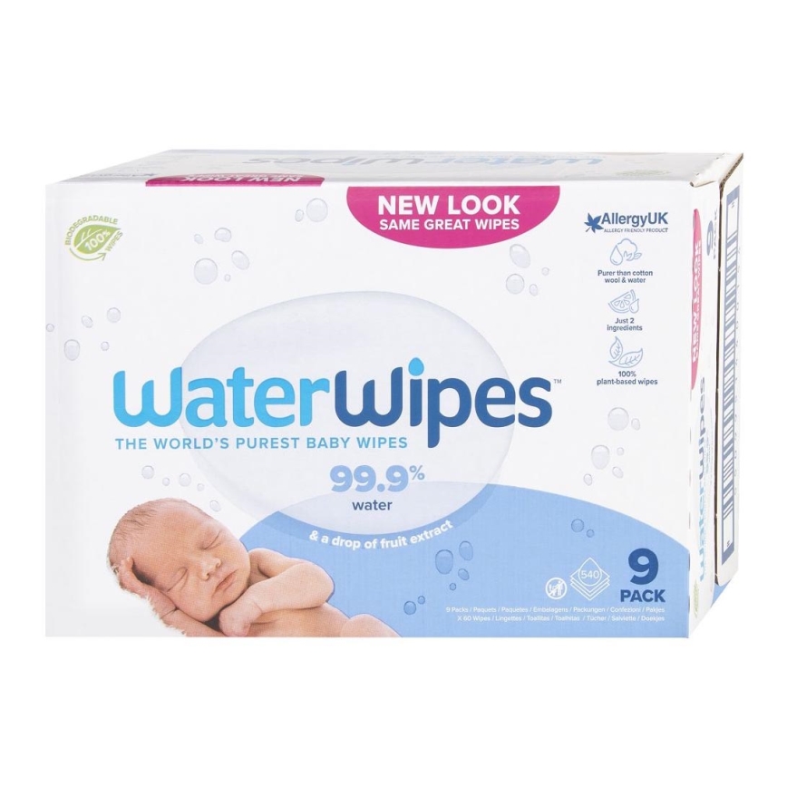WaterWipes - SET 9x Plastikfreie Feuchttücher 60 Stk. (540 Stk.)