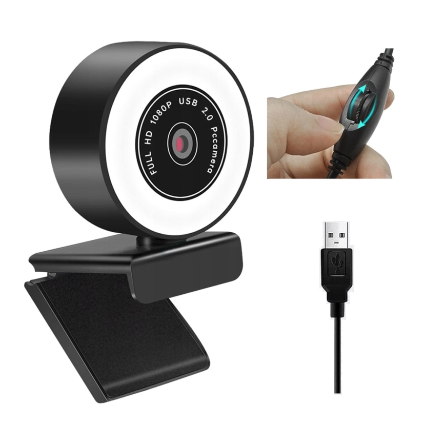 Webcam 2K mit dimmbarer LED-Beleuchtung