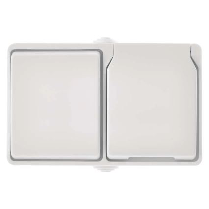 Wechselschalter Nr. 6 mit Steckdose 250V/16A IP44 Weiß