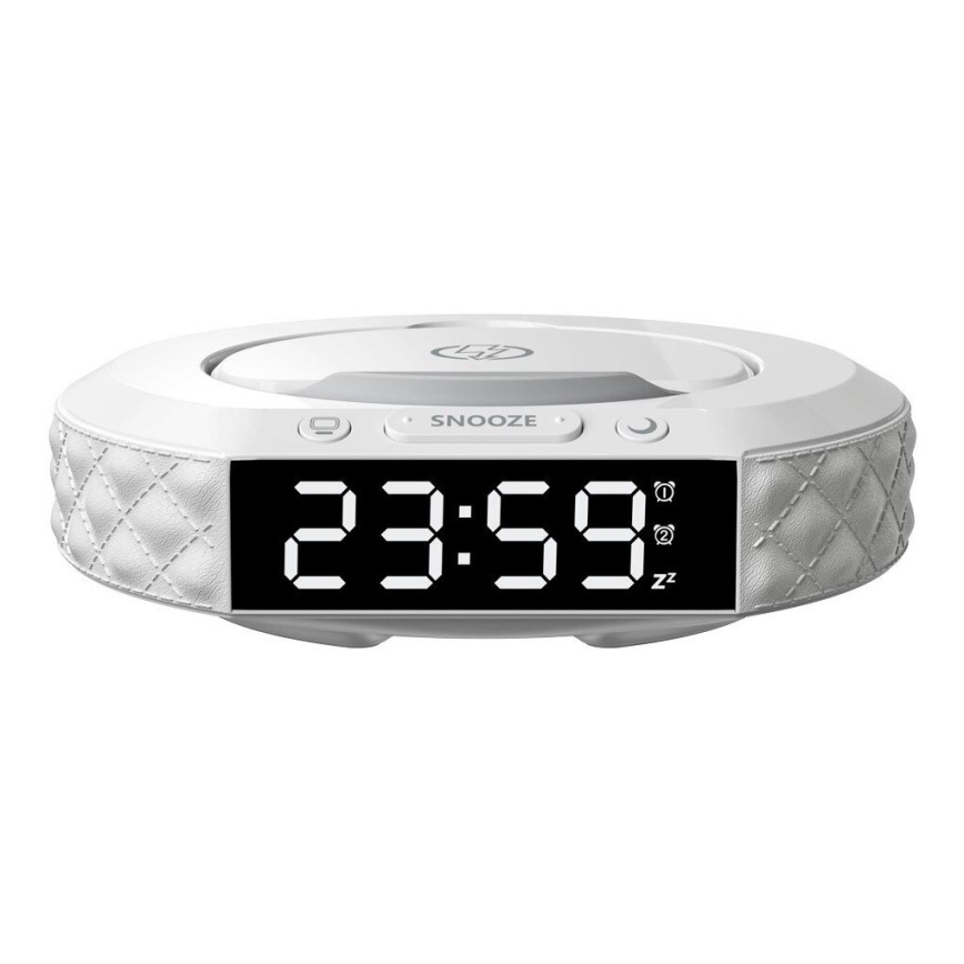 Wecker mit LCD-Anzeige und kabelloser Qi-Ladevorrichtung 27W/9V weiß