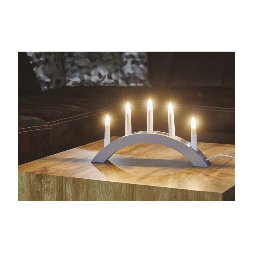 Weihnachtskerzenständer 5xE10/15W/230V grau
