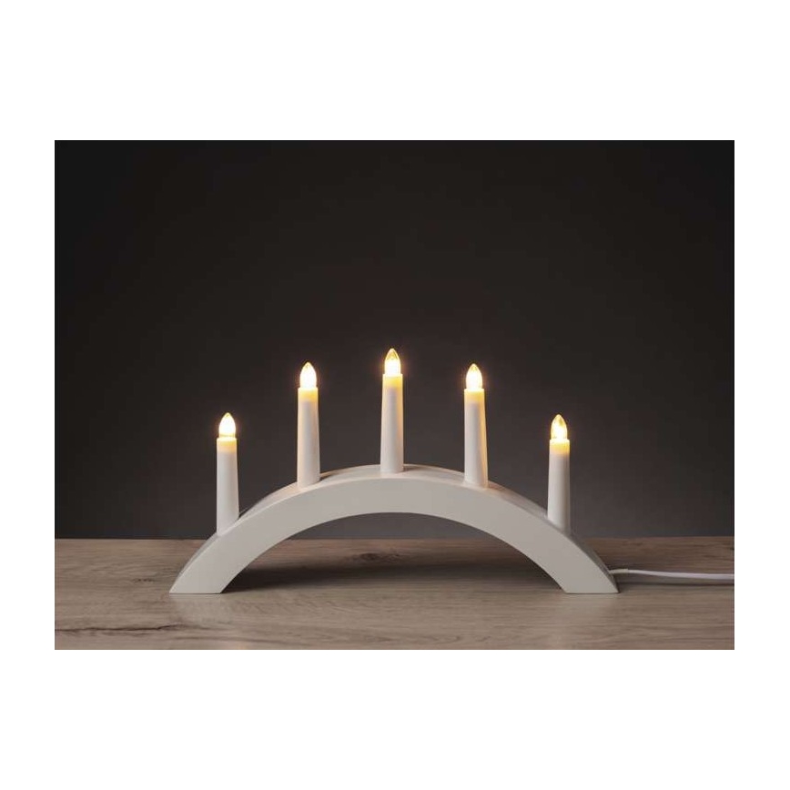 Weihnachtskerzenständer 5xE10/15W/230V weiß