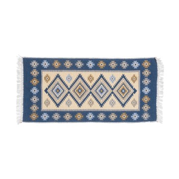 Wendbarer orientalischer KILIM-Teppich 80 x 150 cm blau/beige