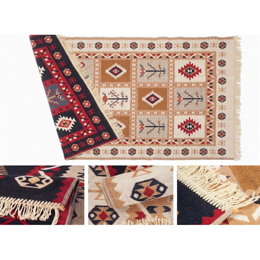 Wendbarer orientalischer Teppich KILIM GOLD 60x120 cm, mehrfarbig
