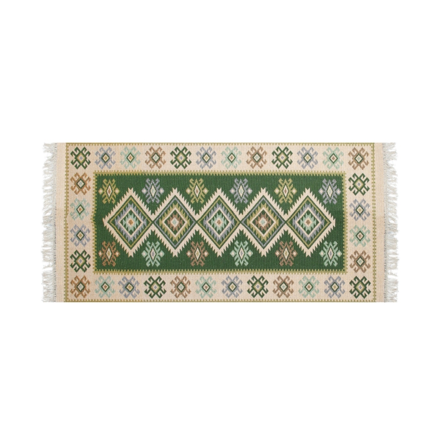 Wendbarer Orientteppich KILIM 80x150 cm Grün/Beige