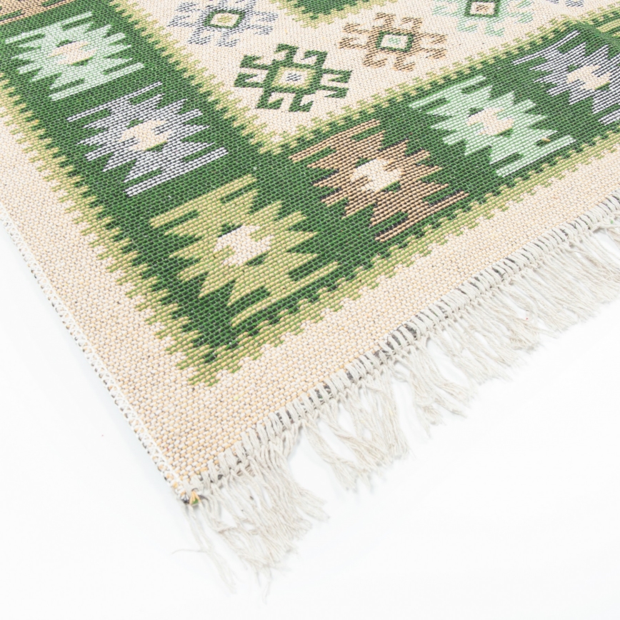 Wendbarer Orientteppich KILIM 80x150 cm Grün/Beige