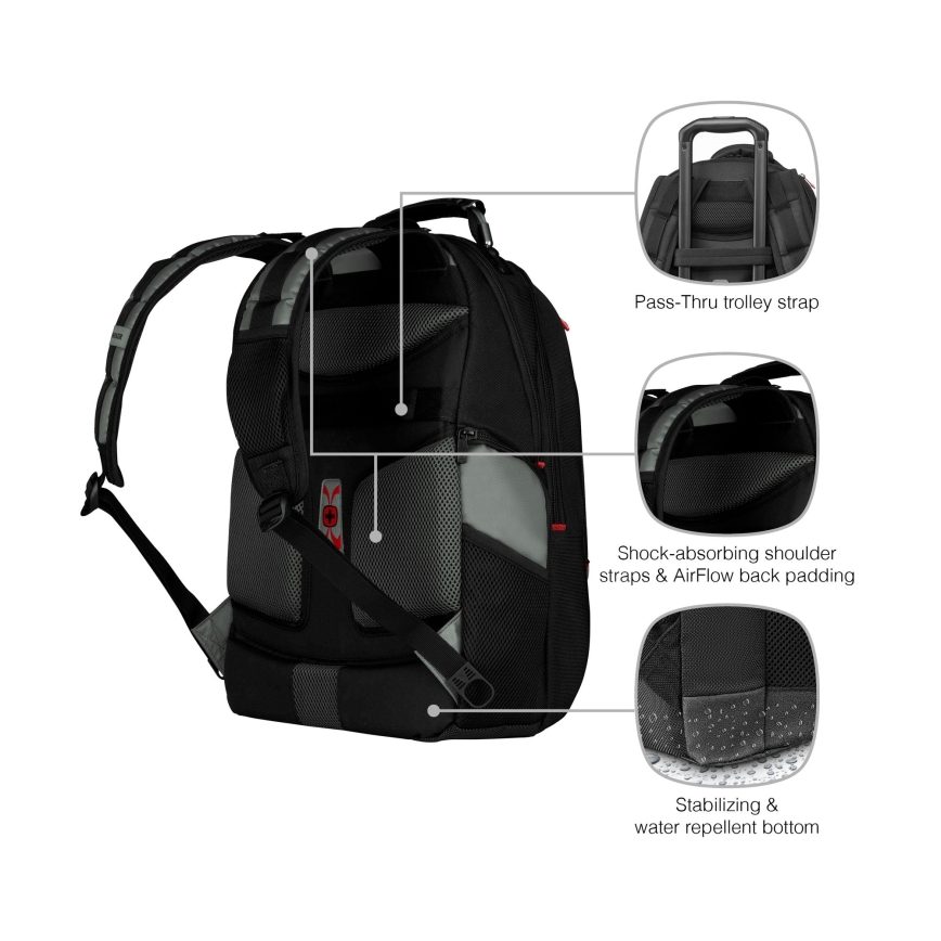 Wenger - Laptop-Rucksack 25 l 17" mit Tablet-Fach 12" Pegasus schwarz/grau