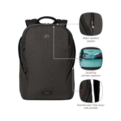 Wenger - Rucksack für Notebook 21 l 16 mit Tasche für Tablet 10 MX Light Schwarz
