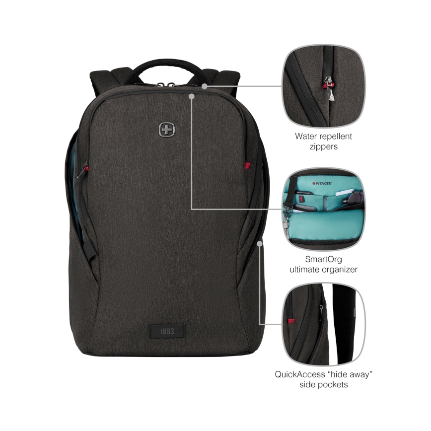 Wenger - Rucksack für Notebook 21 l 16 mit Tasche für Tablet 10 MX Light Schwarz