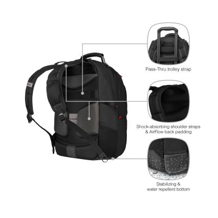 Wenger - Rucksack für Notebook 25 l 16 mit Fach für 10 Tablet Pegasus Deluxe Schwarz