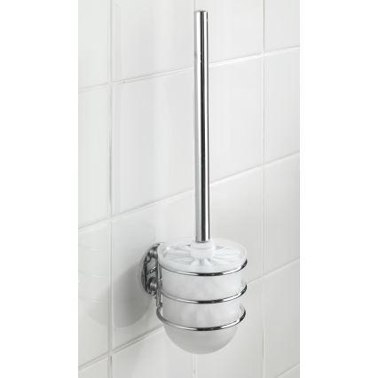 WENKO 18768100-WC-Set TURBO-LOC rund Stahl 10x37,5 cm glänzendes Chrom/Weiß