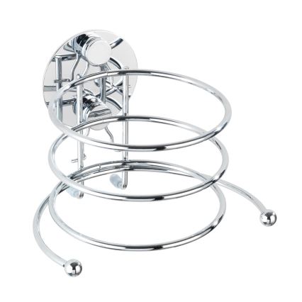 WENKO 18770100-Föhnhalter TURBO-LOC rund Stahl 14x11,5 cm glänzender Chrom